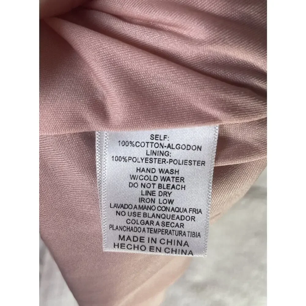 Altar’d State Distressed Pink Babydoll Mini Dress Size XS Ribbon Tie 3/4 Sleeves - Picture 7 of 8